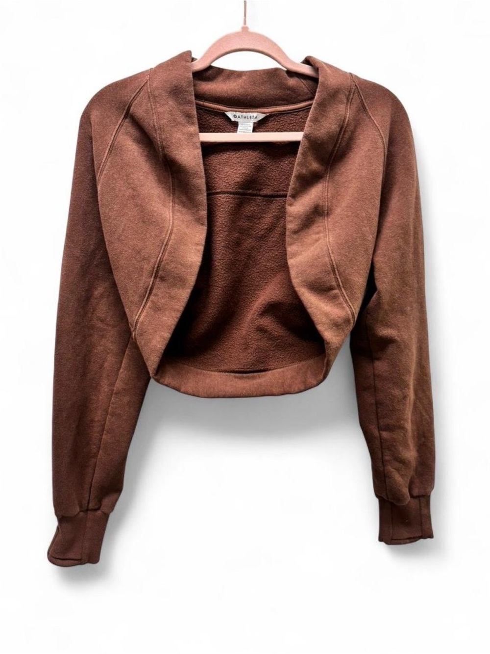 Athleta Rust Brown Cropped Open-Front Jacket